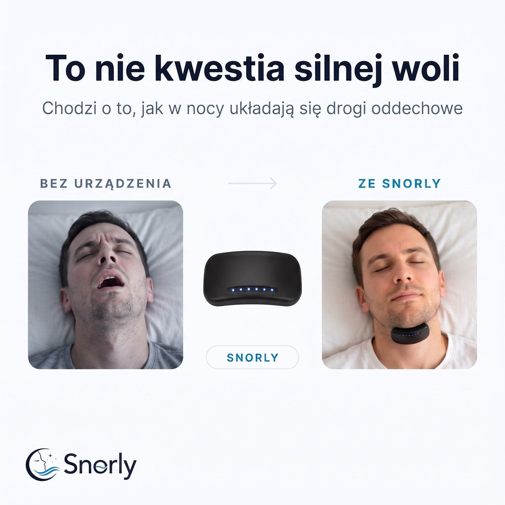 Porownanie: sen bez urzadzenia i sen ze Snorly Pro